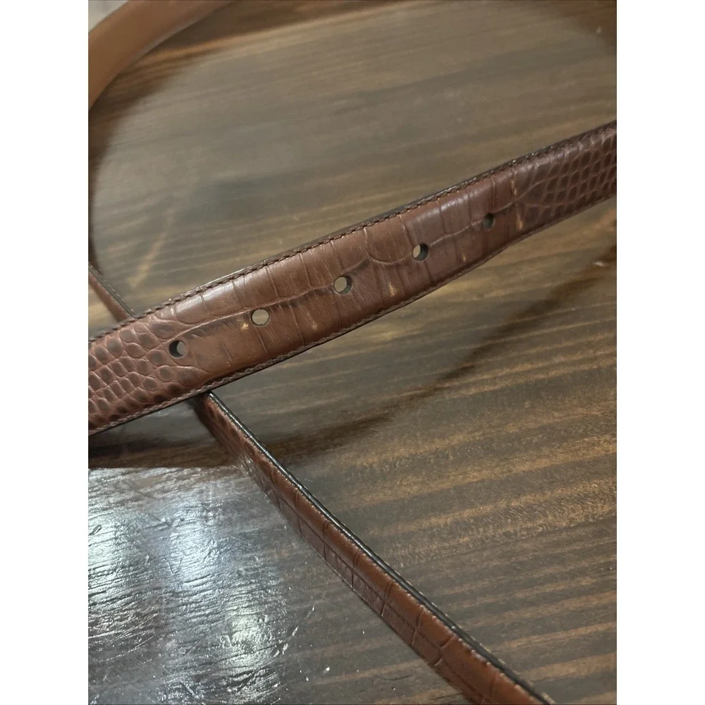 Polo Ralph Lauren Brown Genuine Leather Alligator Crocodile Dress Belt Men 52